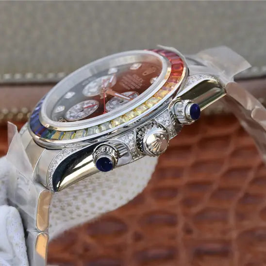 RL Daytona Rainbow Diamond Silver 40 mm