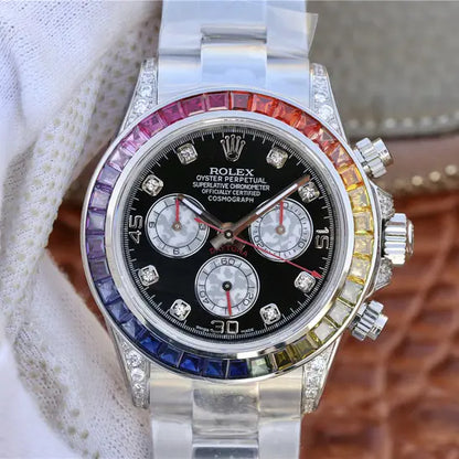 RL Daytona Rainbow Diamond Silver 40 mm